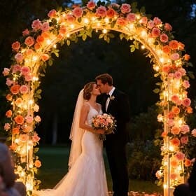 Artificial Rose Vine Garland String Lights 2m 20LED Battery Power 8 Simulated Flowers and Green Plants for Wedding Parties Birthdays Home Bedroom Balcony and