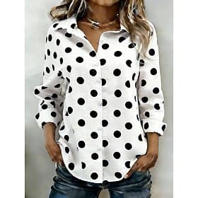 Women's Shirt Buttons Print Graphic Geometric Elegant Vintage Tropical Long Sleeve Shirt Collar Regular Tops Daily Work Blue Black Pink Green Summer Spring Fal
