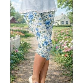 Damen Leggings Urlaub Mode Streetwear Capris Hohe Taille Blumen Grafik Komfort Weich Bequem Dehnbar Täglich Outdoor Urlaub Blau Rosa Grün Sommer Frühling Herbs
