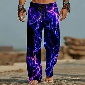 Homme Illusion d'optique Éclair Pantalons Pantalon décontracté Pantalons Amples Taille Moyenne Mode Maison Extérieur Vacances Taille élastique avec cordon de s