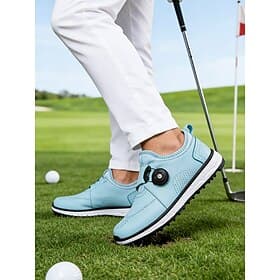 Men's Light Blue Golf Shoes with Adjustable Dial System, Breathable Design, Sporty Outdoor Golf Footwear