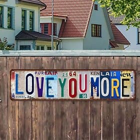 Vintage Love You More Metal Tin Sign, Above Door Wall Decor Retro Street Signs Home Bar Coffee Hallway Entryway Decorative Wall Art, Warm Romantic Home Decorat