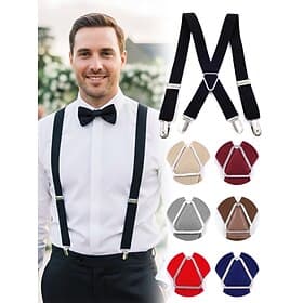 Bretelles élastiques en polyester pour hommes – plusieurs couleurs, matière extensible, élégantes et confortables pour les mariages, les dîners et les événemen