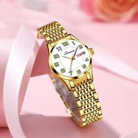 Classic Ladies' Watch, Original Quartz Watch, Rhinestone Dial, Luminous Date and Calendar Function, Trendy Fashionable Business Luxury Wrist Watch, Best Choice