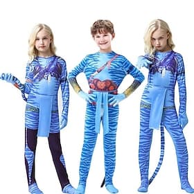 Combinaisons zentai bleues pour enfants, inspirées de Neytiri et Jake, déguisements de cosplay pour garçons et filles, costumes de film pour Halloween et carna