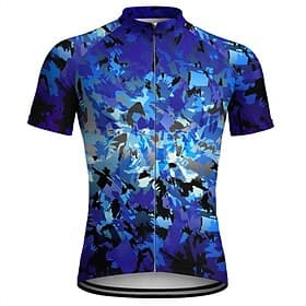 Men's Cycling Jersey Downhill Jersey Ombre Geometric Abstract Short Sleeve Bike T Shirt Top with 3 Rear Pockets UV Resistant Fast Dry With Pockets Front Zipper