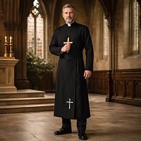 Rétro Vintage Religieux Médiéval Robe Manches longues Prêtre Déguisement Homme Halloween Carnaval Foire de la Renaissance Soirée à thème rétro Adulte Haut