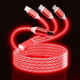 3 in 1 Light up Charging Cable,Multi LED Charging Cable,Light Up Charger Cord, 3A USB Cable,Compatible with Most Smart Phones
