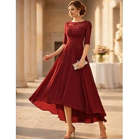 A-Linie Knöchellänge Partykleid Cocktailkleid Kleid für Hochzeitsgäste Brautmutterkleid Halbarm Rundhalsausschnitt Elegant Hochzeitsgast Hochzeitsfeier Geburts