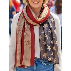 United States 250th Anniversary Women's Polyester Chiffon Scarf, Multiple Patterns, Lightweight and Breathable for Spring  Summer, Perfect for USA, Independenc