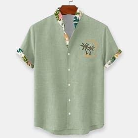 Per uomo Albero di Cocco Piante Tropicali Fiori Camicia hawaiana estiva Camicia con Bottoni Camicia con colletto alla coreana Manica Corta Hawaiano Vacanza al thumbnail 2