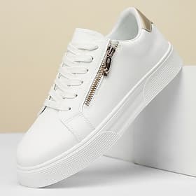 Baskets blanches à fermeture éclair pour hommes, tendance et polyvalentes pour les sorties décontractées et les voyages