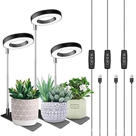 LED Telescoping Plant Grow Light, Angel Ring Full Spectrum, Red  Blue Light for Succulents and Flowers, Dimmable, Timer, Indoor Plant Supplement Light, Grow La
