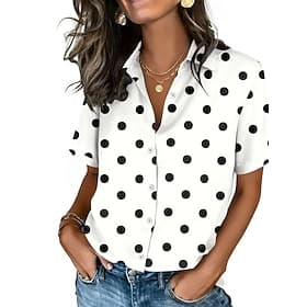 Femmes Chemise Chemises en coton et lin Chemisier Boutons Fleuri Occasionnel Manche Courte Col de chemise Hauts Réguliers Quotidien Fête Sortir Blanche Jaune R