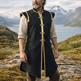 Retro Vintage Medieval Renaissance Vest Sleeveless Elf Ranger Stand Collar Fancy Dress Men's Fantasy Halloween Carnival Renaissance Fair LARP Retro Theme Party