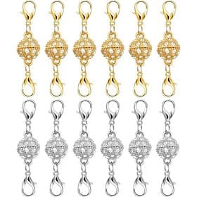 12PCS Magnetic Necklace Clasps and Closures, Gold  Silver Magnetic Lobster Clasp Extenders for Necklaces  Bracelets, Easy Jewelry Converter for Women, Seniors,