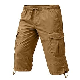 Herren Cargohose Cargohosen Cargo-Shorts Shorts Freizeitshorts Tasche Elastischer Bund Einfach Komfort Wadenlang Lässig Outdoor Streetwear Mode Streetwear Schw