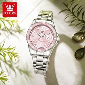 Mother's Day Gift OLEVS Women Quartz Watch Creative Minimalist Luxury Casual Calendar Date Waterproof Decoration Stainless Steel Strap Watch