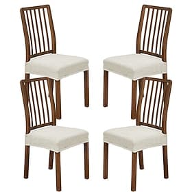 4PCS/1 Set Seat Covers For Dining Room Elastic Jacquard Stripe Plaid Design Double Elastic Stool Slipcover With Buckle And Tongue Non Slip Chair Cushion Cover