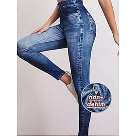 Women's Jeans Leggings Jeggings Vacation Streetwear Casual Full Length Medium Waist Plain Pocket Elastic Waistband Comfy Comfort High Elasticity Daily Home Out