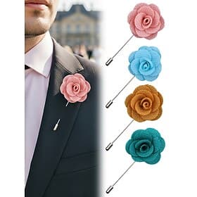 Men's Handcrafted Rose Lapel Pin - Elegant Polyester Fabric Flower Boutonniere for Weddings, Groom amp; Groomsmen Suit Accessories, Proms amp; Parties - Stylis
