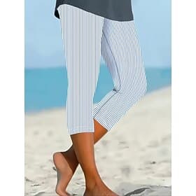 Women's Chinos Leggings Loungewear Vacation Vintage Streetwear Capris High Waist Graphic Striped Printing Comfort Soft Comfortable Stretchy Daily Outdoor Vacat