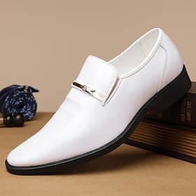 Elegante weiße Herren-Loafer – stilvolles Slipper-Design aus hochwertigem Kunstleder mit dezenter Schnalle, ideal für Hochzeiten, formelle Anlässe und Abendver