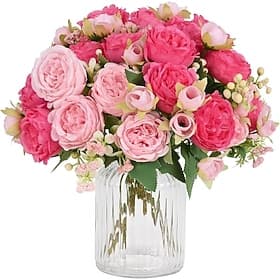 4 confezioni di peonie artificiali, peonie artificiali rosa miste, peonie di seta, peonie finte, fiori artificiali, bouquet di peonie per centrotavola, decoraz