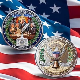 Herdenkingsmunt ter ere van het 250-jarig jubileum van de Onafhankelijkheidsverklaring (1776-2026), patriottische uitdagingsmunt met de Amerikaanse vrijheidsad