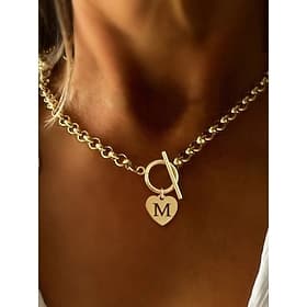 1PC Pendant Necklace Necklace For Women's Daily Street Gift Stainless Steel Alphabet Shape