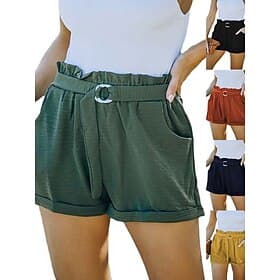 Women's Shorts Vacation Fashion Streetwear Short High Waist Plain Pocket Elastic Waist Comfort Inelastic Daily Vacation Street Black Yellow Navy Blue Orange Su
