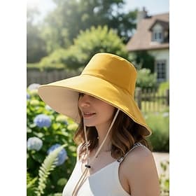 Sun Hat Hiking Hat Wide Brim Summer Outdoor Sunscreen Breathable Sweat wicking Hat 15cm double-sided khaki  beige 15cm double-sided red  beige 15cm double-side thumbnail 2