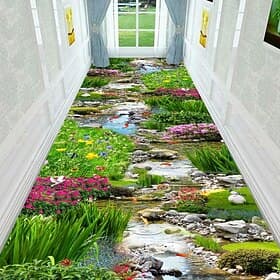Runner Rug 3D Optical Illusion 2D Flat Print Carpet for Home Living Room Bedroom Full Coverage Hallway Corridor Customizable Floor Mat Non-Slip Kitchen Door Ma