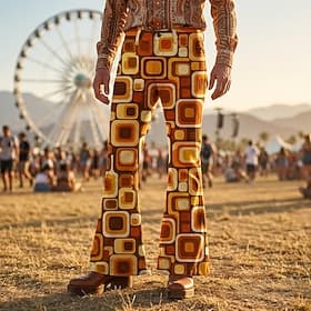 Retro Vintage Boho 1970s Pants Bell Bottom Pants Hippie Disco High Waist Geometric Fancy Dress Men's Halloween Carnival Music Festival Retro Theme Party Adults