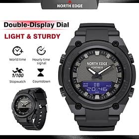 NORTH EDGE Masculino Relogio digital Relógios de Quartzo Exterior Esportivo Luminoso Cronômetro Relogio Despertador Contagem regressiva Borracha Assista