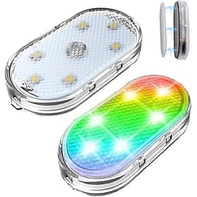 1-pakning trådløse LED-innvendige billys, fargede innvendige billys med 6 sterke LED-lampeperler, bærbar USB-oppladbar LED-nattlys til bilinteriør for bildekor