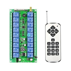 DC12V 24V 18CH Wireless Remote Control Switches Learning Code Relay Receiver 10A Relay 433mhz