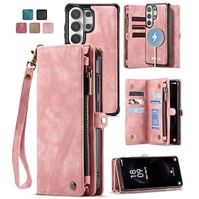 telefon Etui Til Samsung Galaxy S26 S26 Ultra Plus Lommebok-kortveske med stativ Avtagbar Støtte trådløs lading Kontor / Bedrift TPU PU lær