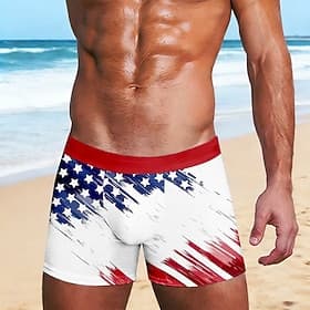 Herren 250. Jahrestag des Unabhängigkeitstages der USA am 4. Juli US Flagge Dehnbare Boxershorts Badeshorts Boxer-Badeshorts Patriotisch Lässig Heim Strandurla