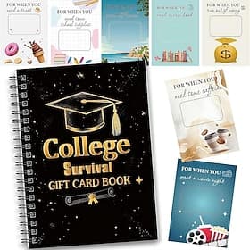 College Survival Gift Card Book, 7 x 5 Inch Graduation Gift Wrap Card Book 2026, Survival Booklet Organizer Leaving Home Care Package Cash Holder