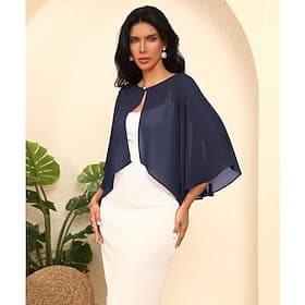 Scialle Donna Scialli della Madre Scialli della Sposa Scialli dell'Ospite di Nozze Mantella Elegante Signore Formale Senza Maniche Chiffon Stole da matrimonio