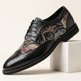 Schwarze Herren-Oxfordschuhe mit Paisley-Muster, Schnürschuhe, formelle Business-Schuhe im Vintage-Stil, ideal für Hochzeiten, Bankette, Partys, Büro, Abschlus
