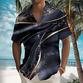 Homme Dégradé Vagues Art abstrait Chemise Chemise d'été Chemise Boutonnée Manche Courte Mode Décontractée Extérieur Vacances Tenue Quotidienne Été Printemps Co