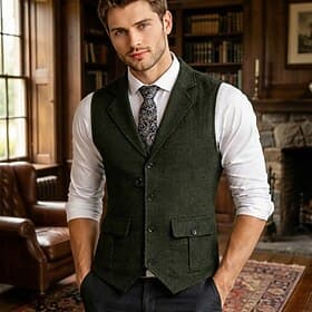 Classical 1920s Retro Vintage Vest Waistcoat The Great Gatsby Fancy Dress Men's Carnival Masquerade Prom Party Wedding Adults' Vest Spring Fall
