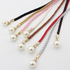Women's Belt Set PU Leather Rhinestone Buckle Cord Wowen Casual Daily Holiday Black White Pink Red