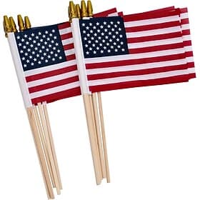 12 Pack Small American Flags on Stick Small US Flags/Mini American Flags for Outside 4x6 Inch American Hand Held Stick Flags with Kid-Safe Spear Top, Patriotic