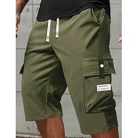 Men's Tactical Cargo Cargo Shorts Shorts Casual Shorts Pocket Elastic Waist Plain Comfort Breathable Calf-Length Casual Daily Outdoor Vacation Fashion Blue Bla
