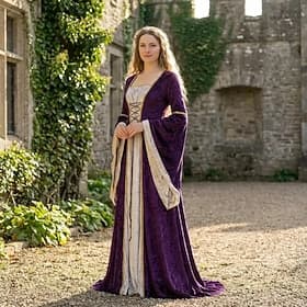 Kleid Mittelalterlich Renaissance Knöchellänge Kleid Trompetenärmel Hexe Wikinger Königliche Kleidung Kostüm Damen Keltisch königlich Halloween Karneval Leistu