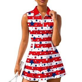 America's 250th Anniversary Independence Day Women's Geometric National Flag Tennis Dress Sports Dress Sleeveless Print Breathable Volleyball Tennis Golf Polo