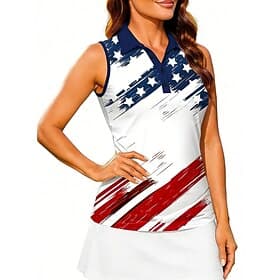 Independence Day America's 250th Anniversary Women's Graphic National Flag Athletic Shirt Tennis Polo Shirts Tank Tops Sleeveless Elastic Sweat-Wicking Breatha